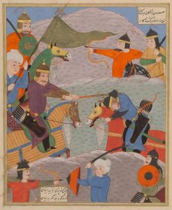 تصویری از جنگ سپاه توران و ایران که با جنگ رستم و سهراب نمود پیدا می‌کند
